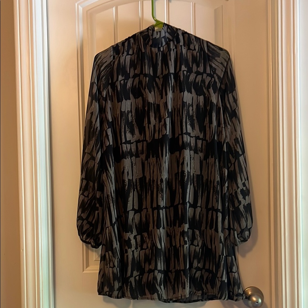 Chic Olive and Black Blouse Dress